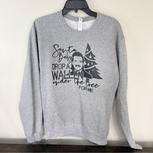 Morgan Wallen Christmas Gray Crewneck Sweatshirt Size Small Unisex